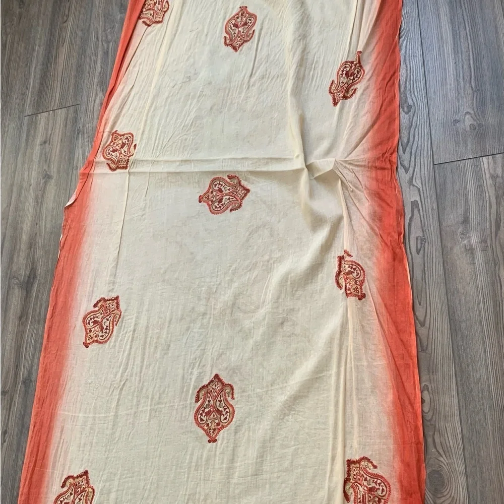 Orange and Cream Patterned scarf